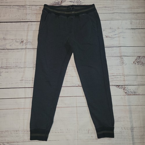 American Eagle Jogger Pants Mens Medium Black Ribbed Cuff Stripe Pocket Casual - Picture 8 of 24