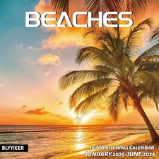 2025 Wall Calendar BEACHES, 18 12 inch x 12 inch, 12 x 24 BEACHES 