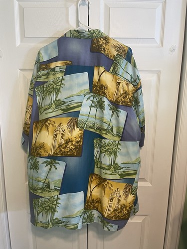 Camisa de campamento Tommy Bahama Me azul seda tropical abotonada corta talla 2XL - Imagen 2 de 13