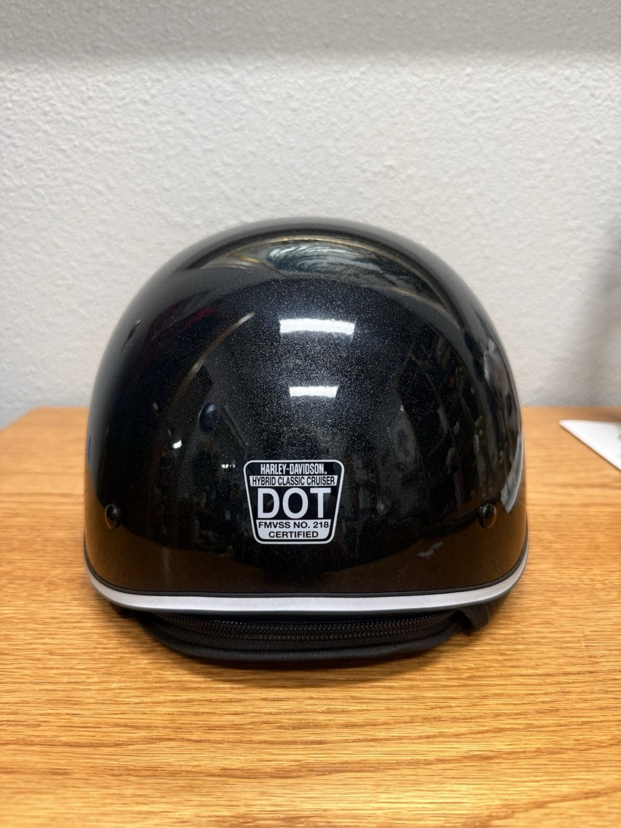 Harley Davidson Half Helmet Metal Flake Black Crystal Skull  display picture 1