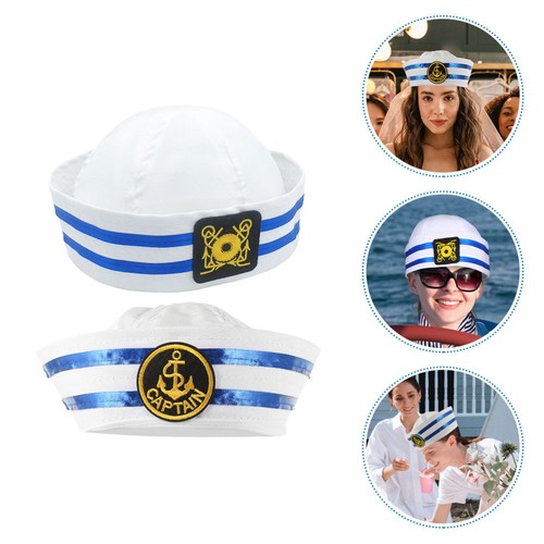 2 Piezas Cosplay Yate Capitán Sombrero Marinero Barco Gorra Capitán Vestir Fiesta Suministro - Imagen 3 de 12