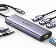 UGREEN Revodok 6 in 1 USB C Hub Gigabit Ethernet Adapter with 4K HDMI, Grey