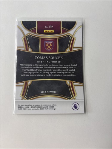 2023-24 Panini Select Premier League - Mezzanine Tomas Soucek #192 - Picture 2 of 2