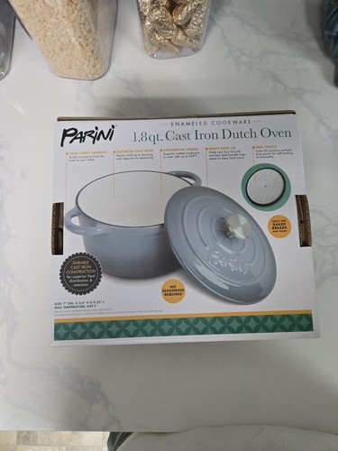 Parini Cast Iron 1.8qt Dutch Oven Enameled Cookware Non-Stick Durable NEW - Picture 3 of 5