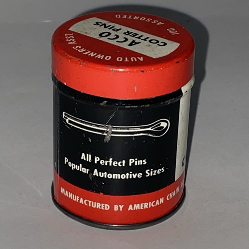 Vintage ACCO 100 Cotter Pins Empty Tin ~ American Chain & Cable Co York PA - Picture 3 of 7
