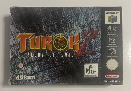 Turok 2 Seeds Of Evil (1998) Nintendo 64 Game Cartridge N64, Box Game and Manual - Picture 2 of 10