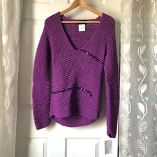 New vintage Patrizia Pepe 100 cotton chunk knit v neck heavy sweater women sz M