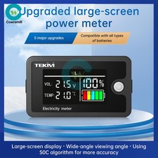 DC8-100V LCD Digital Battery Capacity Indicator Voltmeter w/ Temperature Display