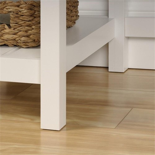 Pemberly Row Contemporary Wood Home Office Desk in Soft White/Oak - Picture 11 of 12