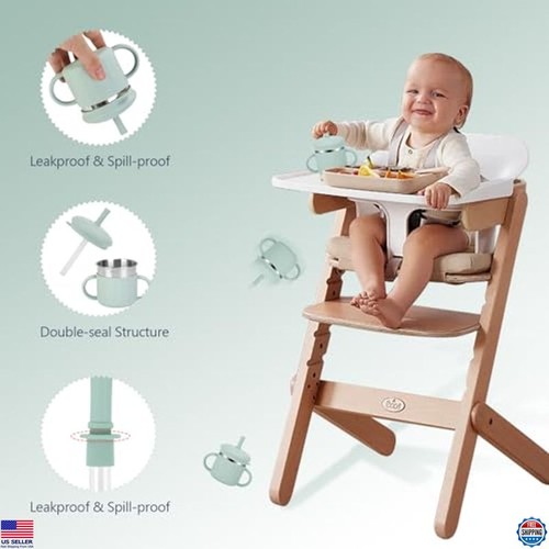 Edelstahl Schnabeltassen - 7,4 Oz Auslaufsicher Kleinkind Strohhalm Becher für Alter 1-3 - Bild 4 von 7