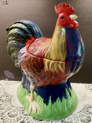 Rooster Cookie Jar 12 Inch Tall Rich Coloring - Picture 7 of 12