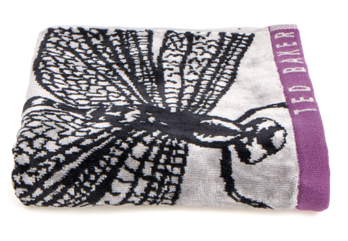 Toalla de mano Ted Baker gris patrón libélula 90x50 cm precio de venta sugerido por el fabricante 20 GBP - Imagen 1 de 2