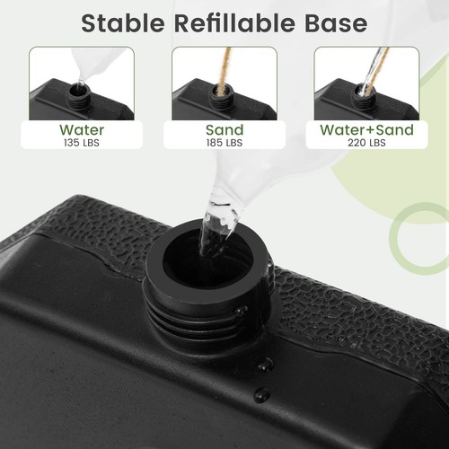 Base de paraguas desplazada con 4 placas cuadradas de HDPE y 4 ganchos metálicos de conexión para patio - Imagen 8 de 10