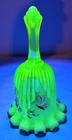 Fenton Hand painted Vaseline Glass Opalescent Black Crest Cabinet Bell