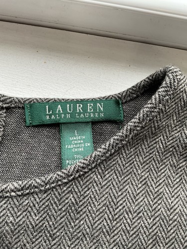 lauren ralph lauren Damen schwarz und grau Top mit 3/4 Ärmeln Schlüsselloch hinten LG - Bild 6 von 9