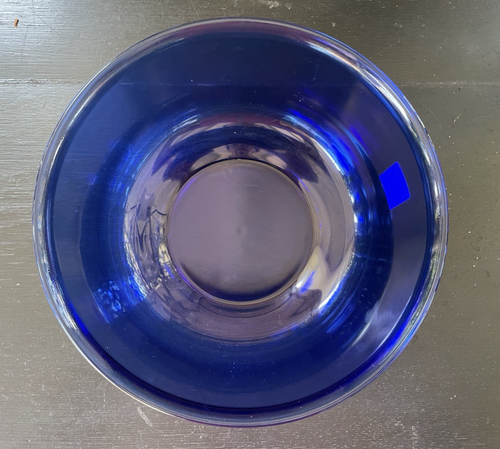 Vintage Arcoroc Sapphire Cobalt Blue Large Glass Mixing Bowl Made in France Excl - Picture 3 of 7