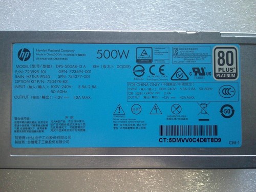 *Lot of 2* HP 754377-001 80 PLUS PLATINUM 500W Power Supply - Picture 3 of 3