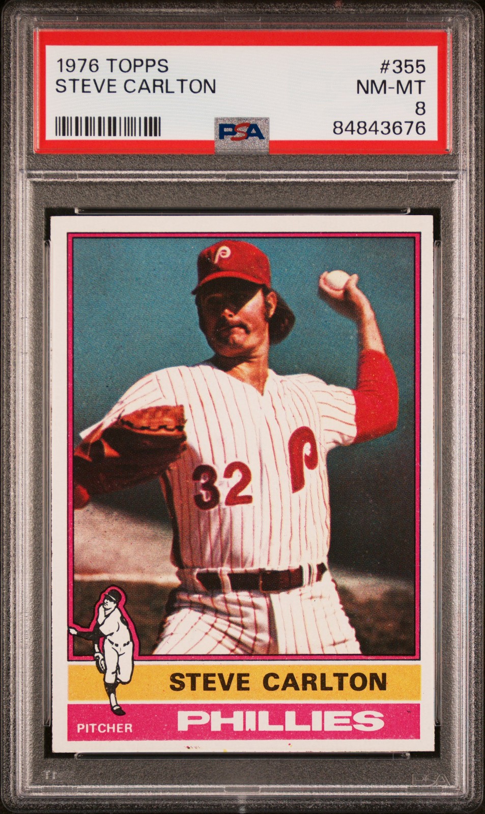 1976 TOPPS #355 STEVE CARLTON PSA 8