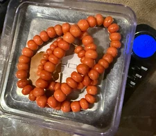 ANTIQUE VICTORIAN GEORGIAN NATURAL UNDYED Salmon RED CORAL NECKLACE 60 Grams
