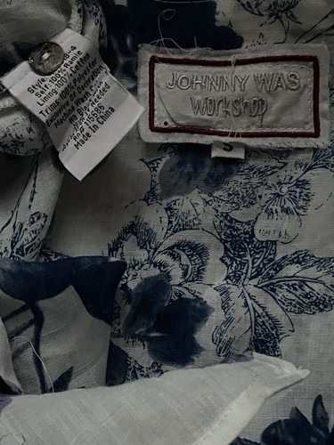 Johnny Was Boho langes Kleid weiß+blau S - Bild 9 von 9