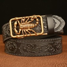 Luxury Genuine Leather Belt Men Women Buckle Waist Strap for Jeans Waistband
