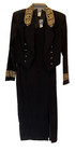 Dj & Co By Dawn Joy - 2 Pc Brushed Polyester Dress W/ Gold Trim Jacket Size 10