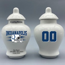 Ceramic Football Urn   Indianapolis Colts Theme, Custom Text  Number