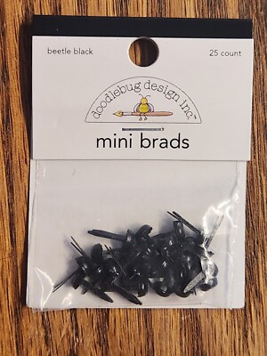 Doodlebug Design Inc. Mini Brads Beetle Black 25 Count 3/8''