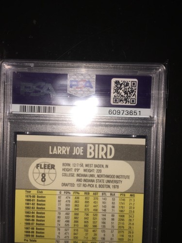 1990 Fleer Larry Bird #8 PSA 10 Boston Celtics - Picture 2 of 6