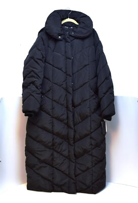 steve madden women's long chevron maxi puffer coat