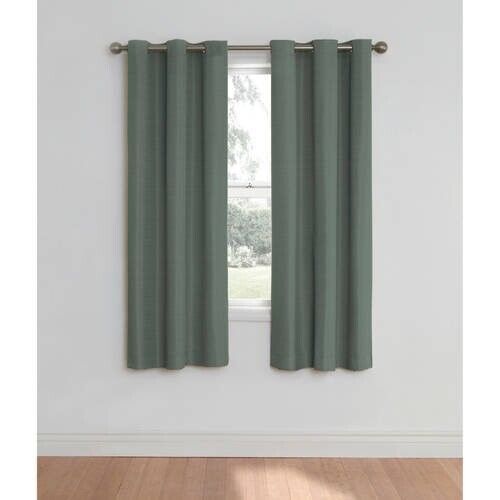 Eclipse Nottingham Blackout Grommet Top Single Curtain Panel Green 40'' x 84'' - Picture 1 of 2