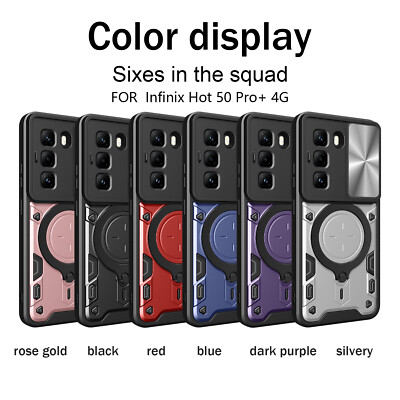 Hybrid Armor Slide Lens Camera Magnetic Cover Case For Infinix Hot 50 Pro+ 4G