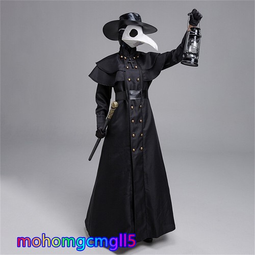 Medieval Steam Punk Costume Plague bird beak Doctor Halloween RolePlay Clothing - Picture 1 of 24