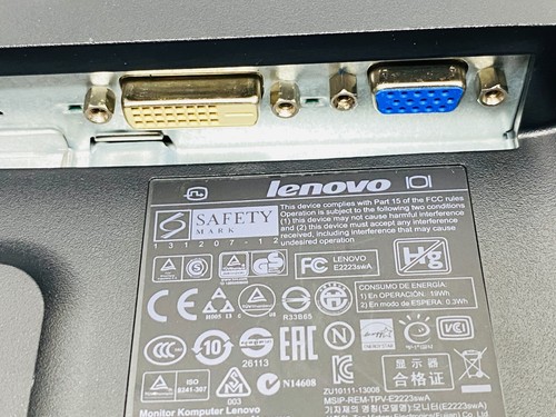Lenovo ThinkVision 21.5" Monitor WLED Backlit LCD E2223S 1920×1080 5 - Picture 5 of 5