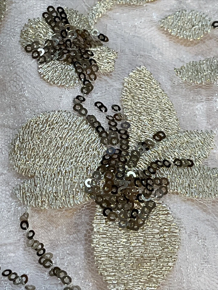 American Princess Pink And Gold Sparkle Dress Floral Sz 4 - Image 3 of 4