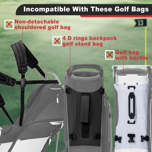 Golf Bag Straps Swivel Backpack Straps Golf Bag 2 Buckle Connected Black - Picture 4 of 6