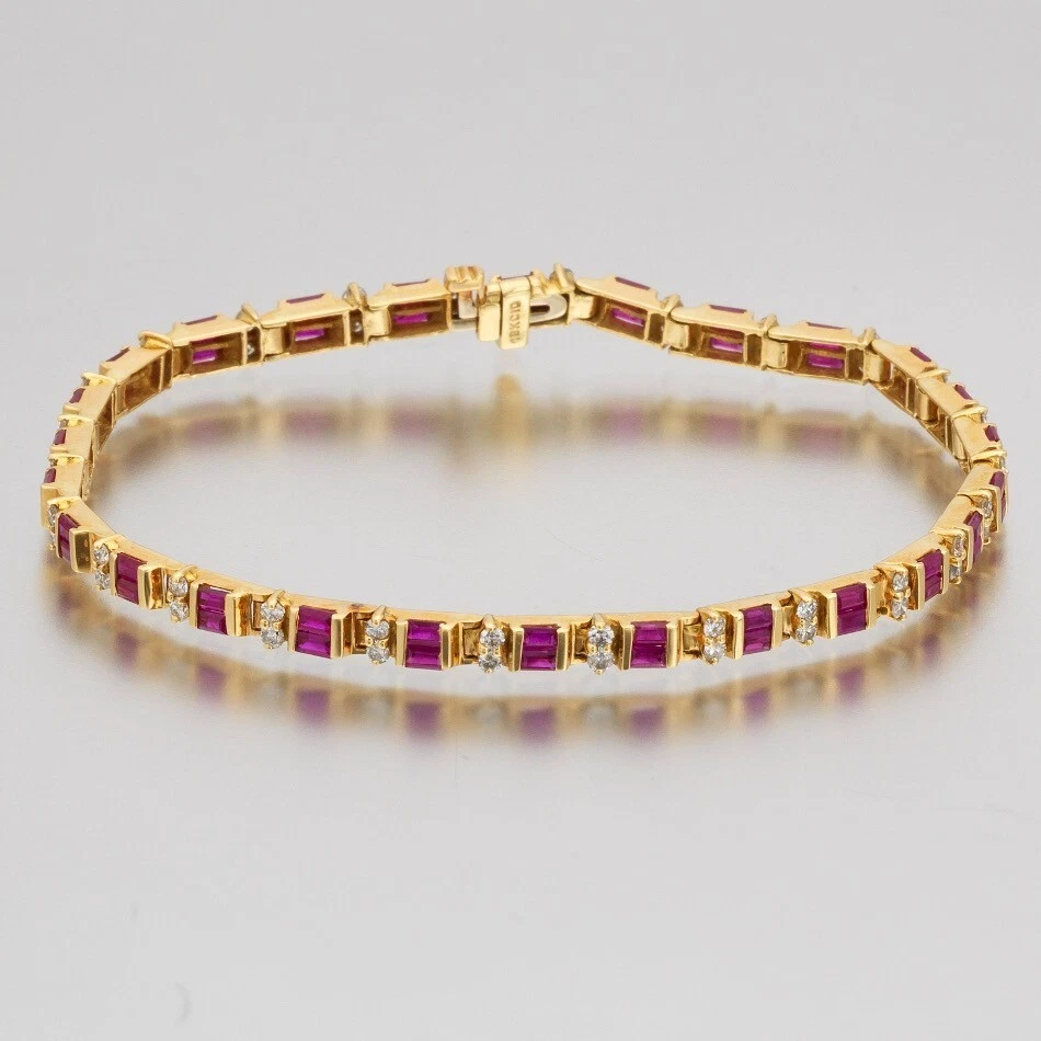 Ruby and diamond bracelet yellow deals gold