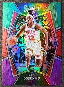 2021-22 Panini Select Ayo Dosunmu Green White Purple Prizm Rookie Bulls #154 RC