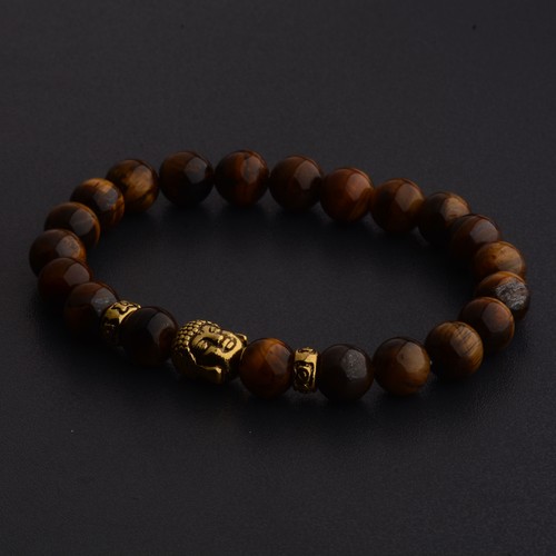 Natural Gemstone Beads Buddha Head Beaded Men Womens Lava Rock Handmade Bracelet - Bild 47 von 269