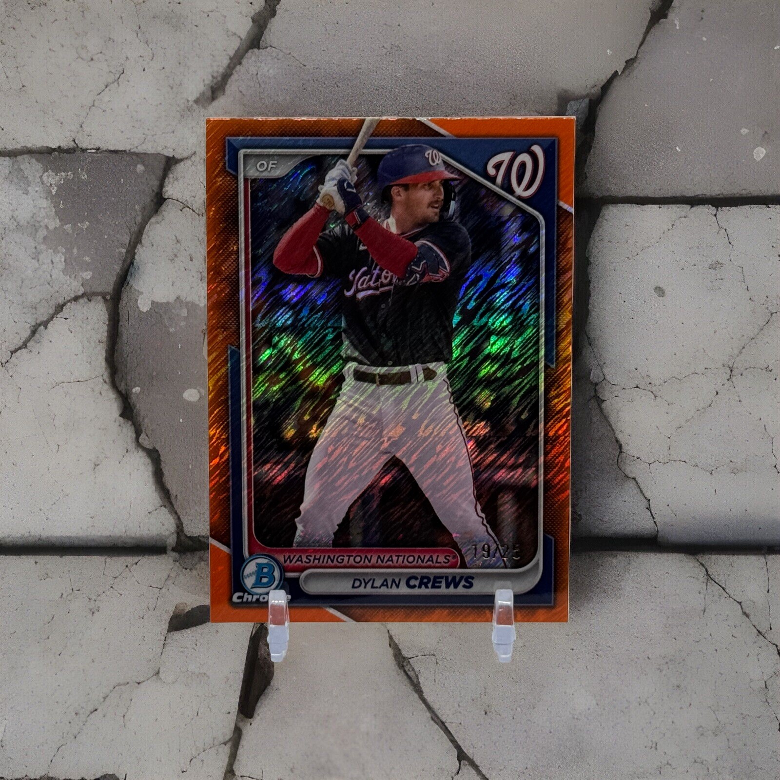 2024 Bowman Chrome #BCP-193 Dylan Crews Orange Shimmer Refractor #/25 Nationals