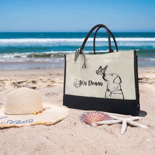 Canvas Tote Bag For Womenbeach Bagcat Gifts For Cat Loversbride Tote Bag Bridal - Picture 5 of 6