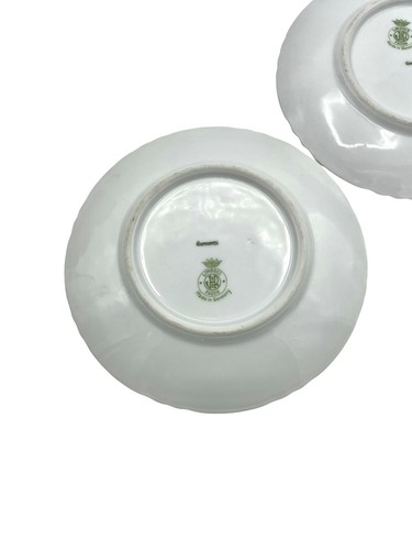 Plato Limoges Facon Alemania Pintado a Mano Flores Púrpura Mariposa Borde Festoneado - Imagen 6 de 9