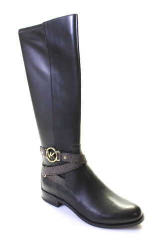 Michael Michael Kors Womens Knee High Rory Boots Black Brown Leather Size 8M - Picture 1 of 6