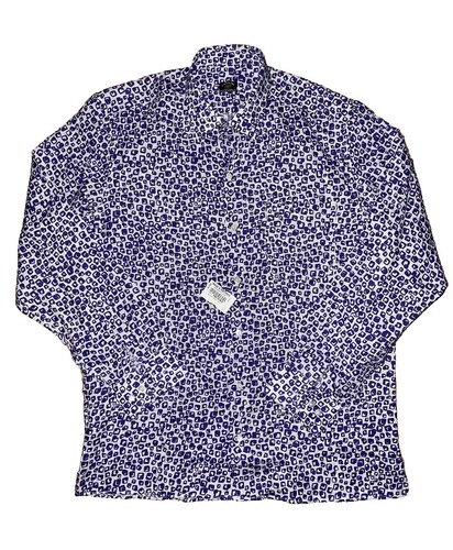 Maus & Hoffman Solemare Azzuro Sport abstraktes Leinenhemd für Herren Größe M $ 225 neu mit Etikett - Bild 1 von 6