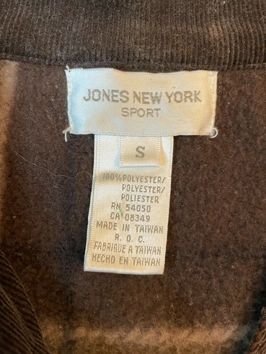 Jones New York Women's Fleece SZ S 1/4 Zip Brown Plaid Corduroy Trim - Picture 6 of 6