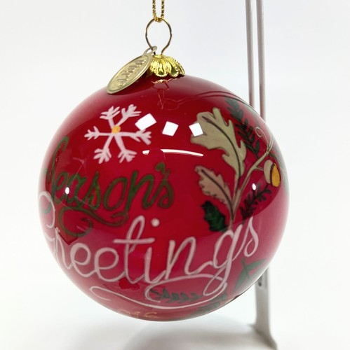 2016 Reindeer Season's Greetings Ornament Pier 1 Imports Glass Ball - Picture 5 of 6