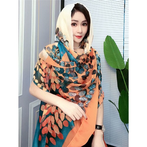 Hooded Silk Scarf Shawl,Multifunctional Magnetic Buckle Sun-proof Headscarf - Picture 7 of 37