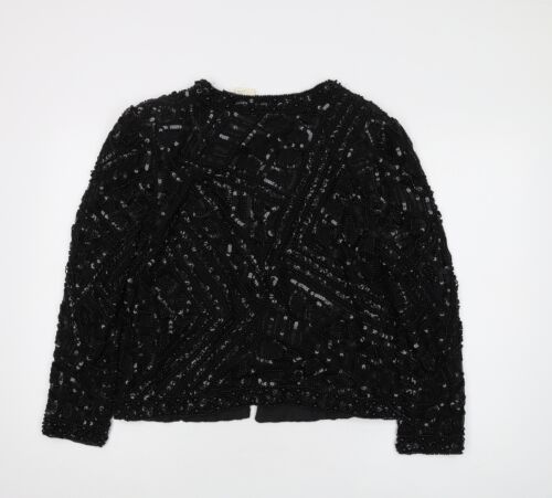 Frank Usher Women's Black Beaded Silk Jacket S - Picture 2 of 12