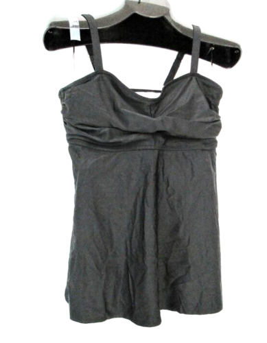 Women tankini swimwear top XL black ruched soft bra removable pad Beachsissi nwt