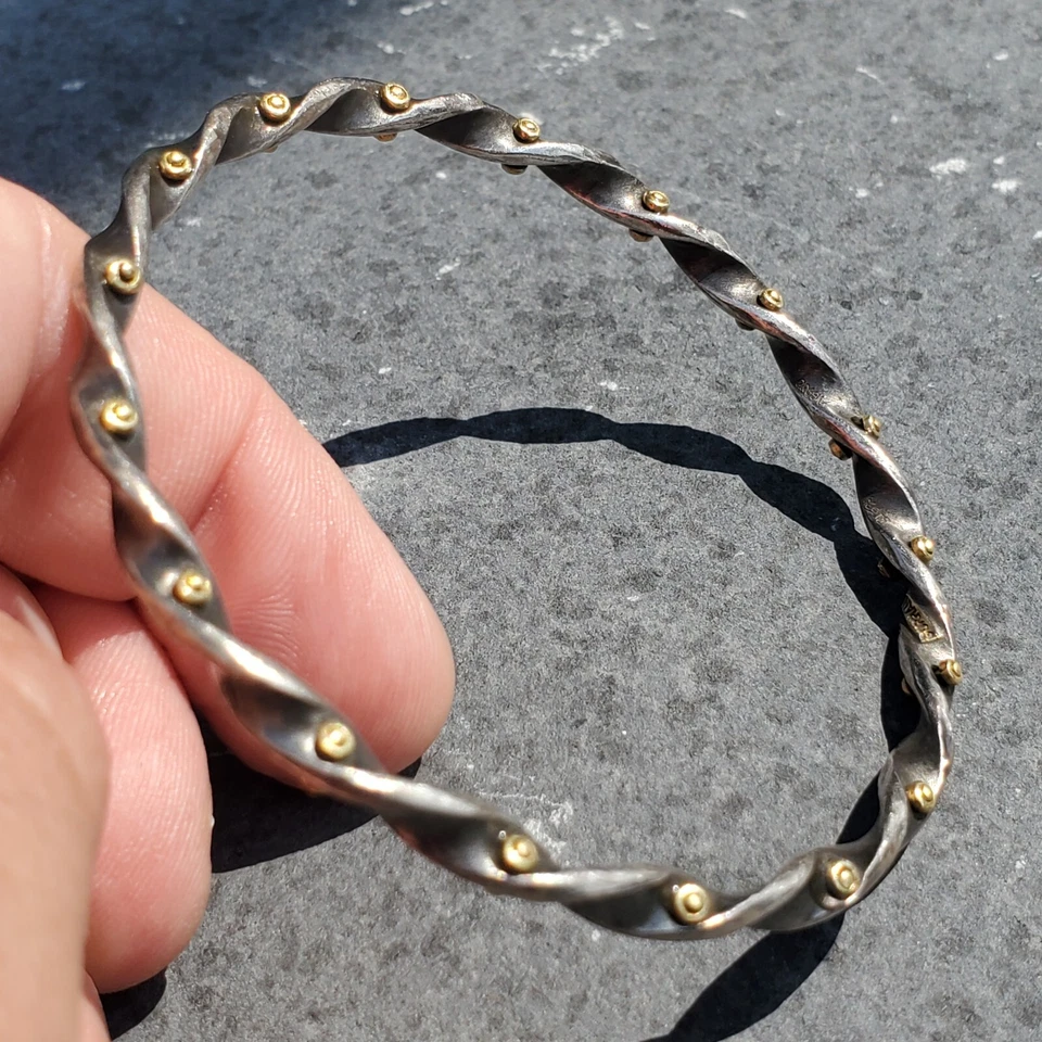 Gurhan браслет браслет из чистого серебра 24k золото твист полночь 7,75» внутри - Изображение 3 из 4